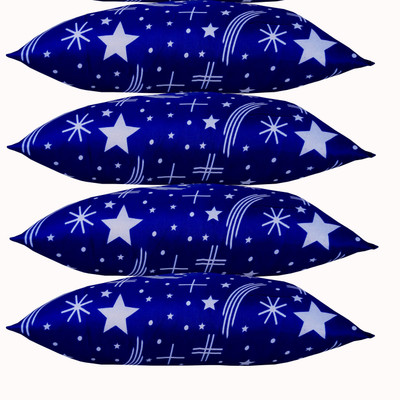 MKBROTHER Polyester Fibre Abstract Sleeping Pillow Pack of 4(Blue)