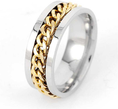 HOUSEOFTRENDZZ Stainless Steel Sterling Silver Plated Ring Set