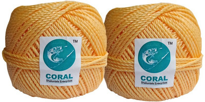 CORAL SHAKUNTALA ENTERPRISES 2 mm 200meter PP Nylon Rope Gola Weight 340gm Yellow(Length: 200 m, Diameter: 2 mm)