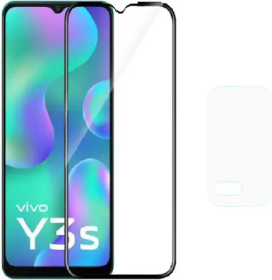 ISAAK Edge To Edge Tempered Glass for Vivo Y3s Edge to Edge, Full Glue, 11D Tempered Glass And Back Camera Lens Protector (Combo Pack)(Pack of 2)