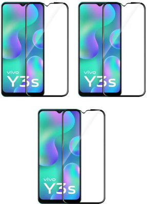 ISAAK Edge To Edge Tempered Glass for Vivo Y3s Edge to Edge, Full Glue, 11D Tempered Glass(Pack of 3)