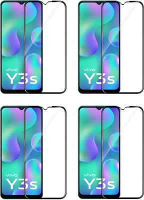 ISAAK Edge To Edge Tempered Glass for Vivo Y3s Edge to Edge, Full Glue, 11D Tempered Glass(Pack of 4)