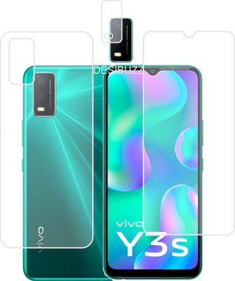 DESIBUZZ Front and Back Tempered Glass for Vivo Y3s, {Flexible}, Vivo Y3s Camera Lens(Pack of 3)