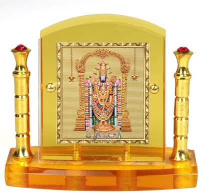 Eknoor 24 Carat Gold Plated Foil on Solid 5MM Thick Acrylic Base Bala ji God Idol for Car Dashboard with Golden Frame with Pillar Decorative Showpiece  -  9.1 cm(Gold Plated, Gold)