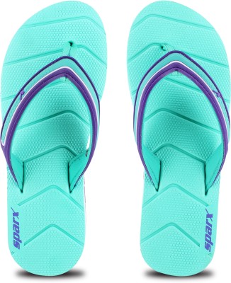 Sparx Women Flip Flops(Green, Purple , 5)