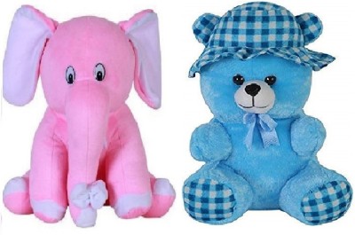 MPR ENTERPRISES Pink Elephhant & Blue Cap Soft toy for Kids Playing teddy Bear in size Of 30 Cm long  - 30 cm(Multicolor)