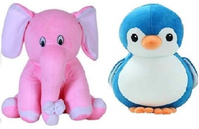 MPR ENTERPRISES Pink Elephhant & Blue Penguin Soft toy for Kids Playing teddy Bear in size Of 30 Cm long  - 30 cm(Multicolor)