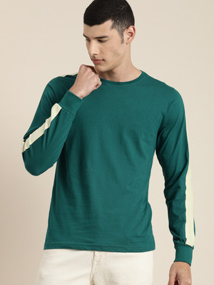 DIFFERENCE OF OPINION Colorblock Men Round Neck Green T-Shirt