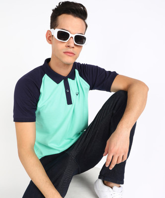 Allen Solly Colorblock Men Polo Neck Blue T-Shirt