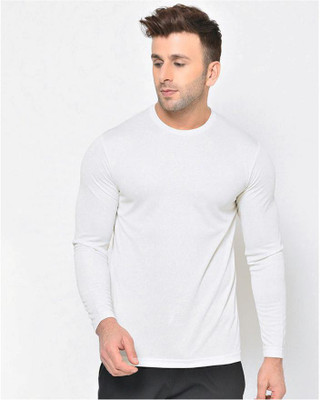 TOPLOFTY Solid Men Round Neck White T-Shirt