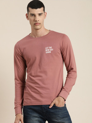 DIFFERENCE OF OPINION Typography Men Round Neck Pink T-Shirt