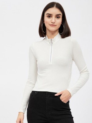 Harpa Basics Casual Solid Women White Top