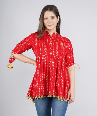 FabRasiya Casual Printed Women Red Top