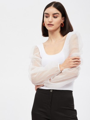 HARPA Casual Solid Women White Top