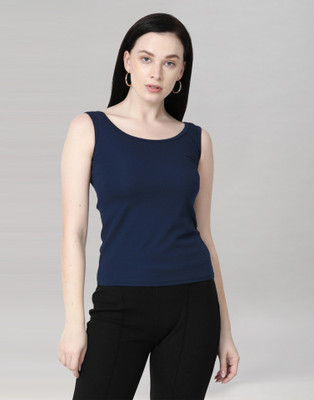 Selvia Casual Solid Women Blue Top