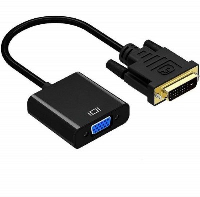 Nsinc  TV-out Cable DVI to VGA Adapter Converter, DVI-D Link 24+1 Male to VGA Female Video Adapter Cable Supports Graphic Cards with DVI D Output to VGA Display/projectors(Black, For Laptop)