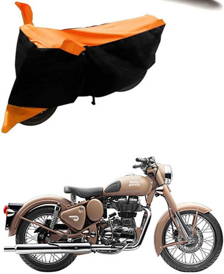 SMDP Two Wheeler Cover for Royal Enfield(Classic Desert Storm, Orange, Black)