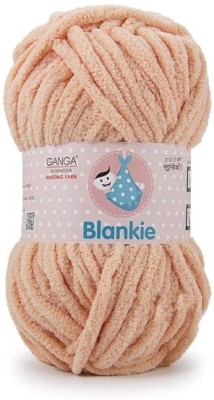 NTGS Ganga Blankie Chenille Yarn Supersoft Knitting Wool Ball, (1 Ball/100 Gram Each Peach Colour Ball (400 Grams). Suitable for Craft, Babywear, Baby Blankets, Thick mota Thread Shade no -BLK026