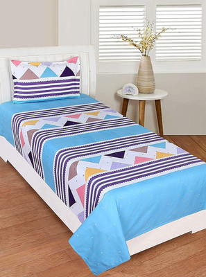 aashiyana sajona 180 TC Microfiber Single Abstract Fitted (Elastic) Bedsheet(Pack of 1, Multicolor)