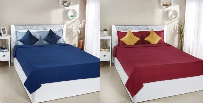 evohome Solid Single Fleece Blanket for  Mild Winter(Polyester, Blue, Red)