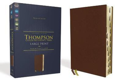 NIV, Thompson Chain-Reference Bible, Large Print, Genuine Leather, Cowhide, Brown, Red Letter, Art Gilded Edges, Thumb Indexed, Comfort Print(English, Leather / fine binding, unknown)