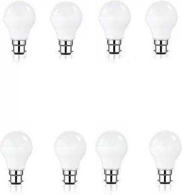 Dhija 9 W Basic Round B22 LED Bulb(White, Pack of 8)
