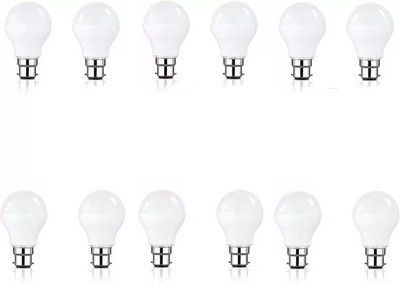 Dhija 9 W Basic Round B22 LED Bulb(White, Pack of 12)