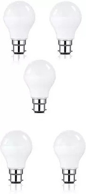 Dhija 9 W Basic Round B22 LED Bulb(White, Pack of 5)