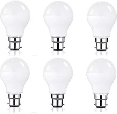 Dhija 9 W Basic Round B22 LED Bulb(White, Pack of 6)