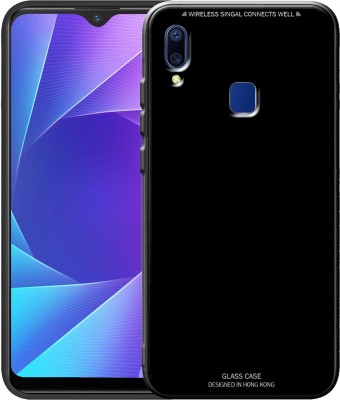 VOSKI Back Cover for Vivo Y95 Toughened Luxurious Glass Shockproof Soft Edges TPU Full Protective Glass Case(Black, Dual Protection, Pack of: 1)
