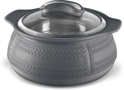 MILTON Weave 2500 Insulated Inner Stainless Steel Casserole with Glass Lid, 2.48 Litres, Grey Serve Casserole