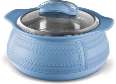 MILTON Weave 1000 Insulated Inner Stainless Steel Casserole with Glass Lid, 780 ml, Blue Serve Casserole(780 ml)