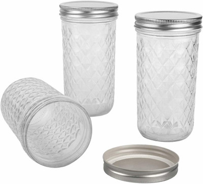 GRACIOUS MART Glass Grocery Container  - 350 ml(Pack of 6, Clear)