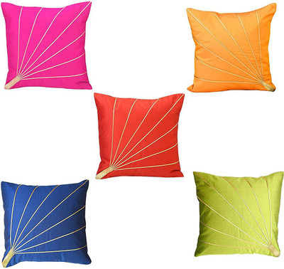 Bluegrass Dupion Silk Cushions Cover(Pack of 5, 40 cm*40 cm, Multicolor)