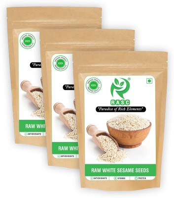 RASC RAW WHITE SESAME SEEDS I Safed Tal I White Til For Eating I Pack of 3 I Each Pack 200g White Sesame Seeds(600 g, Pack of 3)