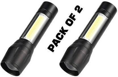 AKR (pack of 2) USB Rechargeable Torchlight Super Bright Pocket Zoom COB USB Charging Torch Led Flashlight Water Proof Torch Torch (Black : Rechargeable) Torch (Black : Rechargeable) 4 hrs Torch Emergency Light(Black)