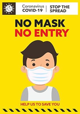 KREEPO Corona Sign Self Adhesive Warning Sign/Wear Mask Properly/Decal Vinyl Sticker Co19_03_07Y Emergency Sign(Reflective Sign)