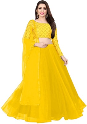 Pranitha Solid Semi Stitched Lehenga Choli(Yellow)