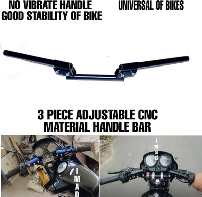 imad 3 PIECE ADJUSTABLE CNC HANDLE BAR UNIVERSAL FOR BIKES Handle Bar(Black)