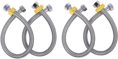 Clinton Stainless Steel 304 Grade Connection Pipe Chrome Finish (1/2-inch, 18-inch) Pack of 4 pcs Hose Connector