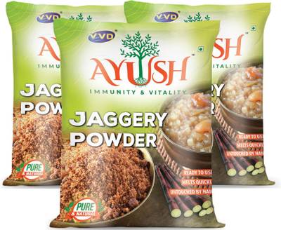 VVD Ayush Jaggery Powder [Nattu Sakkarai] - 500gm Pouch (Pack of 3) | Country Brown Sugar | Gur Powder | Bellam | Immunity Booster | Sugar alternate | Powder Jaggery