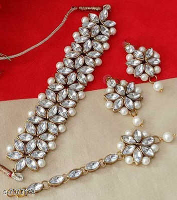 naitika arts Brass Brass White Jewellery Set(Pack of 1)