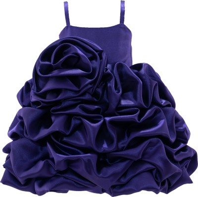 PINK WINGS Girls Midi/Knee Length Party Dress(Blue, Sleeveless)