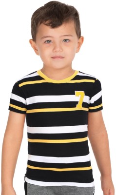 Palm Tree Boys Striped Cotton Blend Regular T Shirt(Multicolor, Pack of 1)