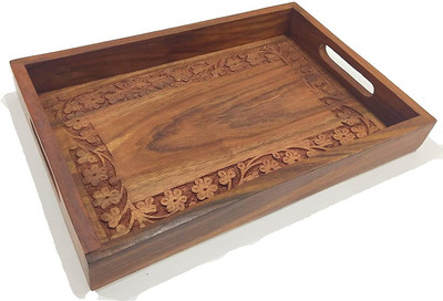 CART OF CRAFTS Wooden Elegant Hand Crafted Fruit Serving Tray for Dining Table (Set of 1) Tray