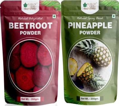 Bliss of Earth 200gm Beetroot Powder & Pineapple Powder Natural Spray Dired Combo (Pack of 2) 400 g(Pack of 2)