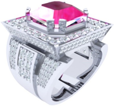 KRISHNO JEWELS AEGR0001Q Sterling Silver Cubic Zirconia, Diamond Silver Plated Ring