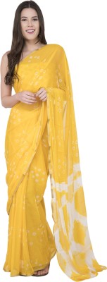 Bunny Creation Dyed Bandhani Chiffon Saree(Yellow)