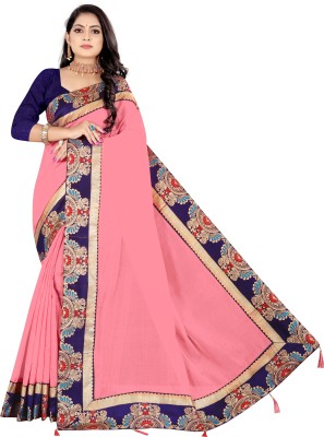 ARYXA FASHION Solid/Plain Bollywood Chanderi Saree(Pink)