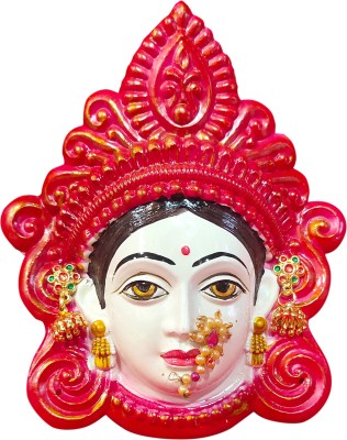 Ayodhya Bhakti Mahalaxmi Mukhota !! Polyfibre Goddess Mahalakshmi Mata -Laxmi Face !! Mahalaxmi Face Maa Laxmi Mukhota !! Margashirsha MATA Mukhota !! Margashirsha pooja items !! Margashirsha face… Decorative Showpiece  -  15 cm(Fiber, Red)